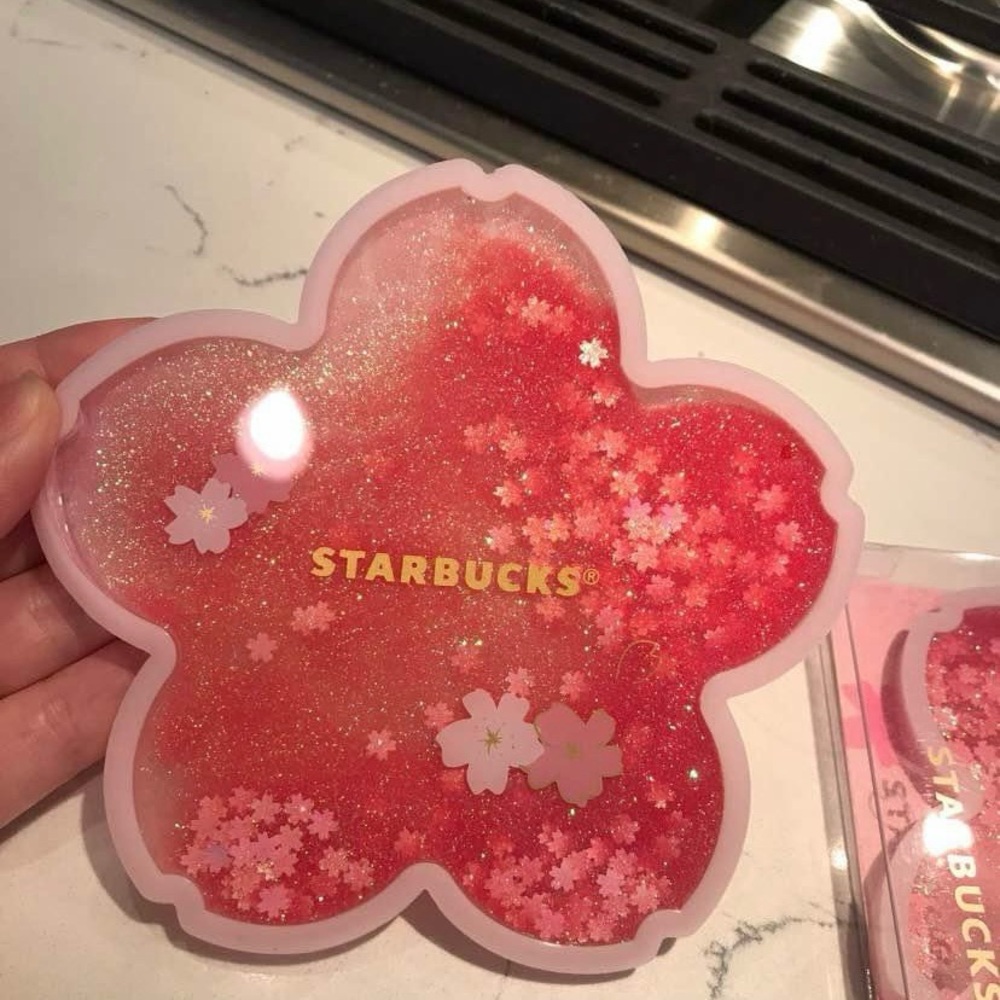 Starbucks Glittery Red Floral Bath Sponge